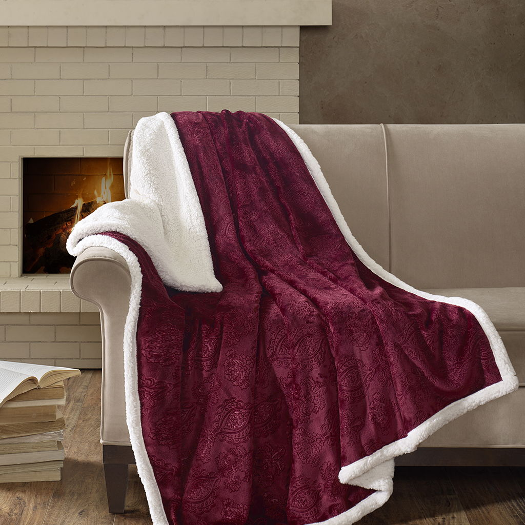 Elma - Oversized Textured Throw - Burgundy