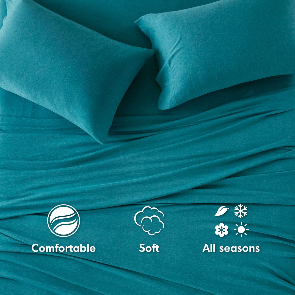 Cotton Blend Jersey Knit - King All Season Sheet Set - Teal