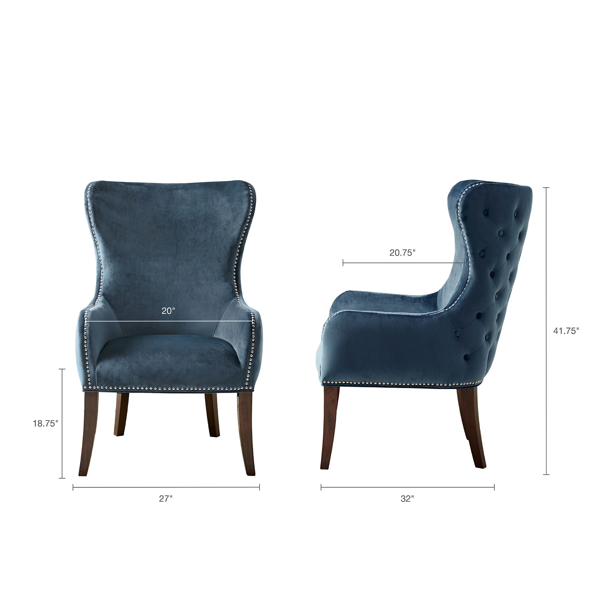 Hancock - Button Tufted Back Accent Chair - Blue