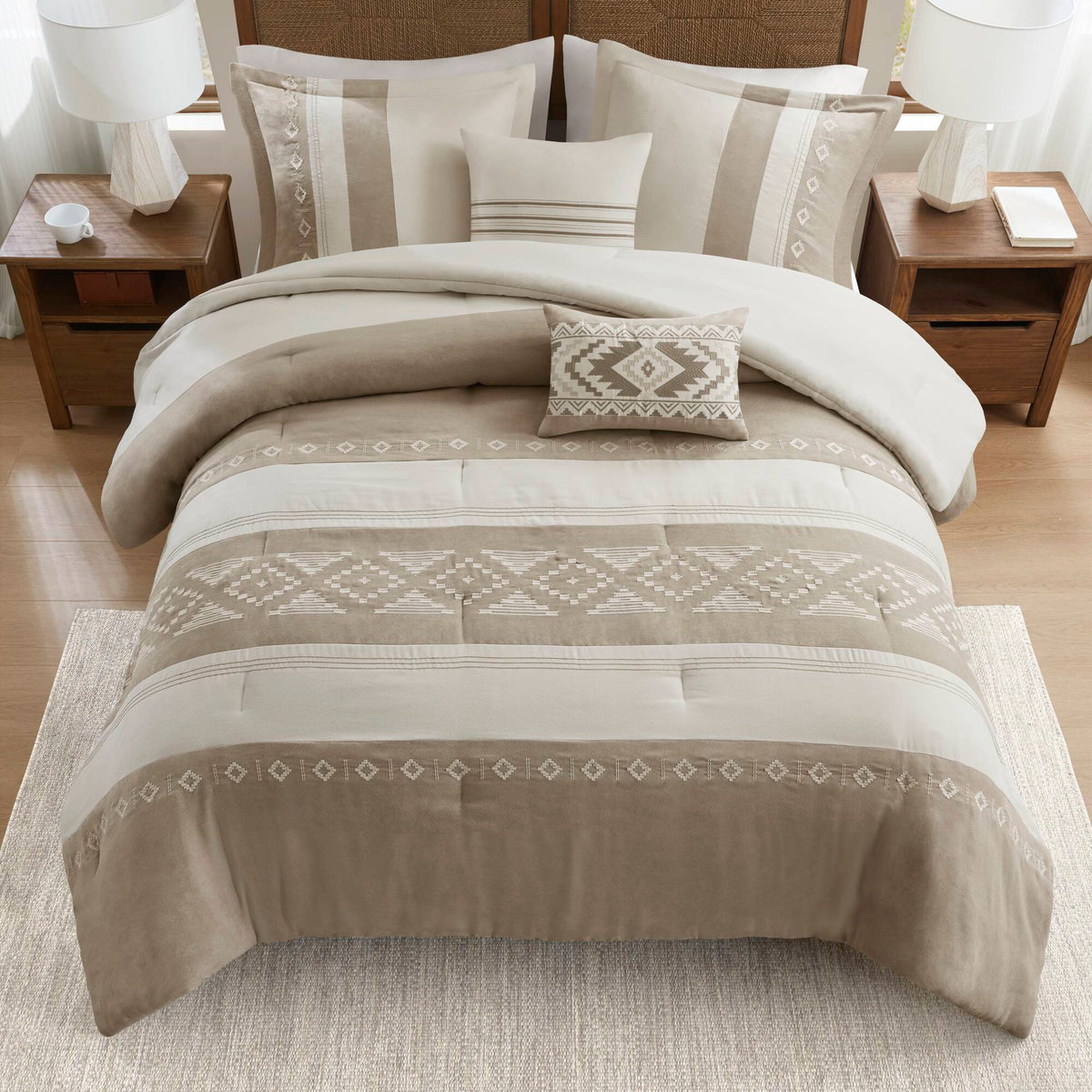 Sutherland - King Comforter 5 Piece Set - Taupe