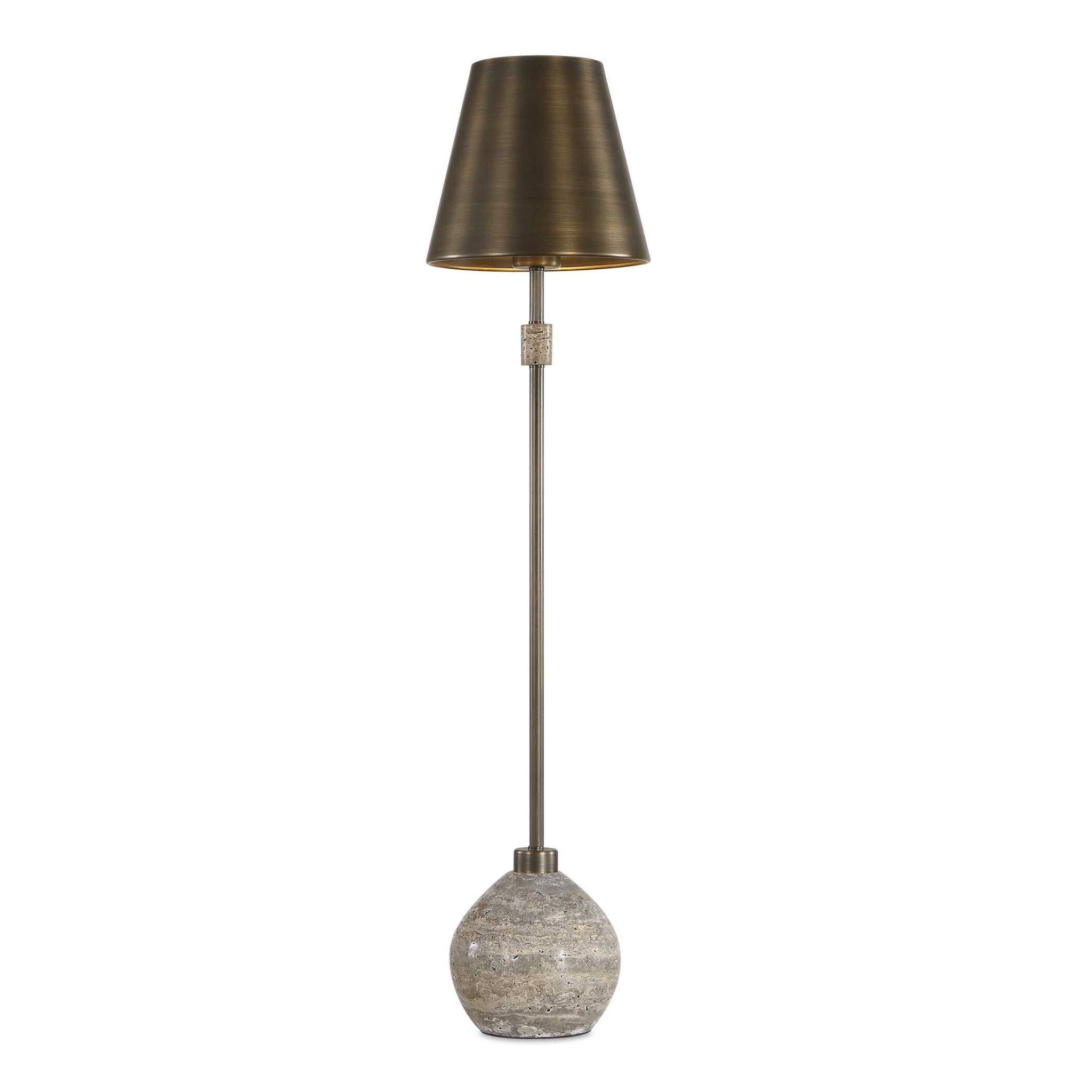 Jaycee - Dark Travertine Buffet Lamp - Brass / Gold / Gray