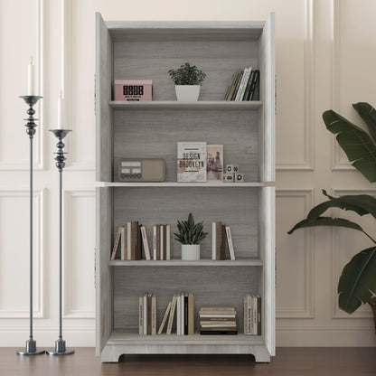 Modern Sideboard Buffet With 4 Mirrored Doors, Adjustable Shelves