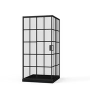 Corner Shower Enclosure, Double Sliding Door, Base - Matte Black