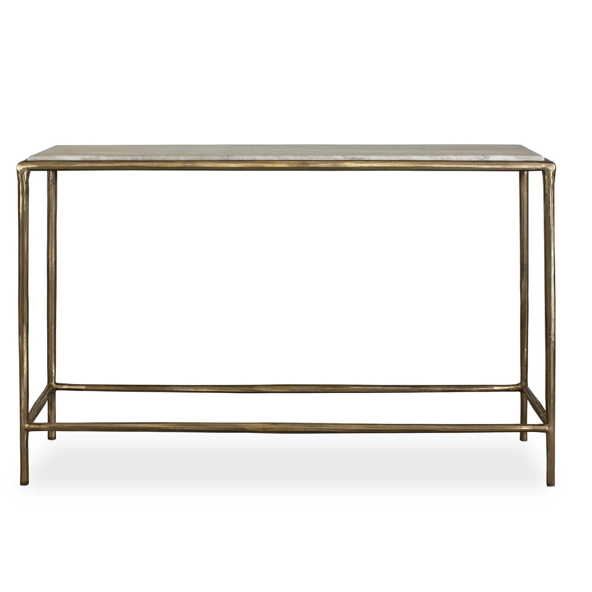 Minerva - Marble Top Console Table - Brass / Gray / White