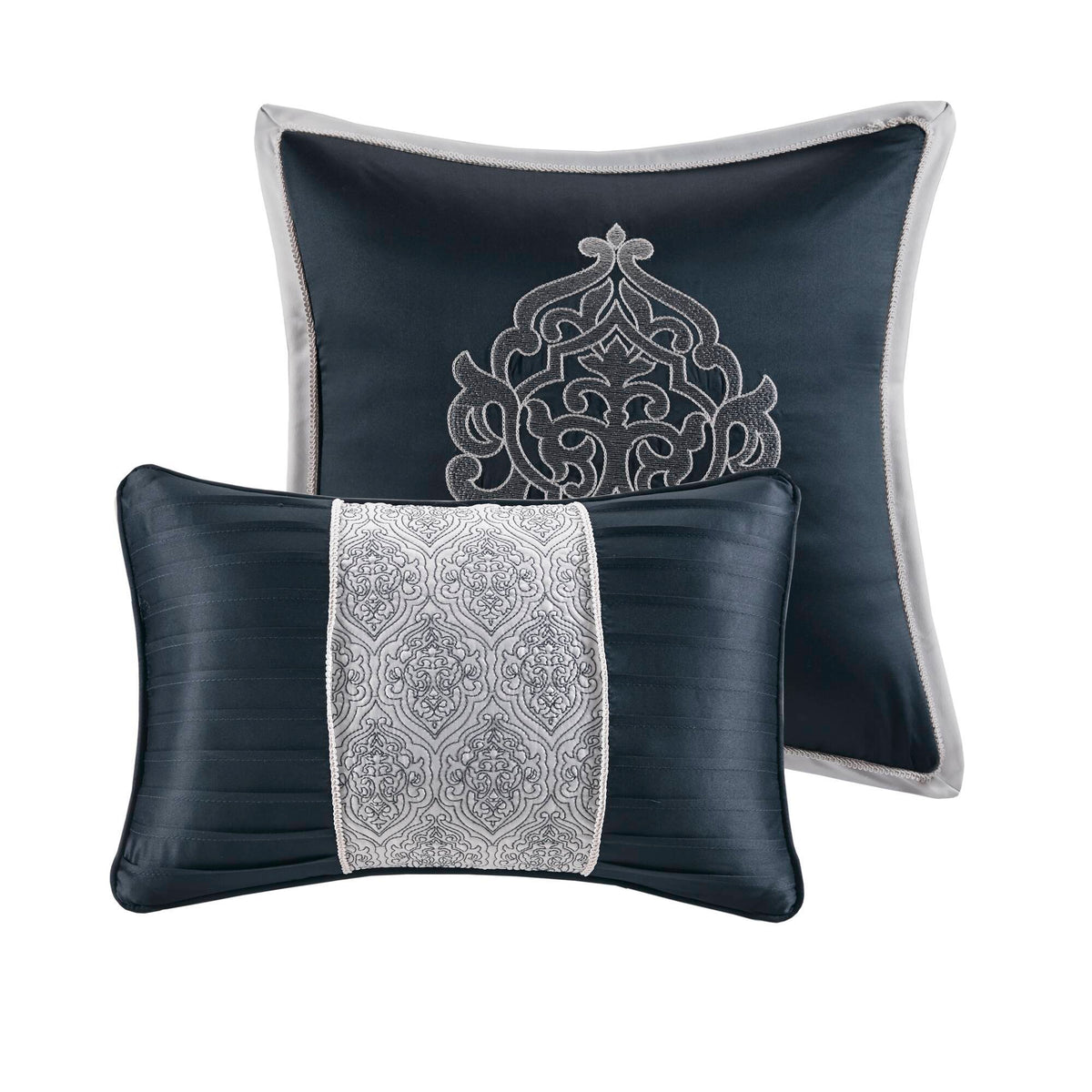 Odette - California King 8 Piece Comforter Set - Navy