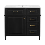 Modern Bathroom Vanity With Sink Top, Flip Drawer Design
