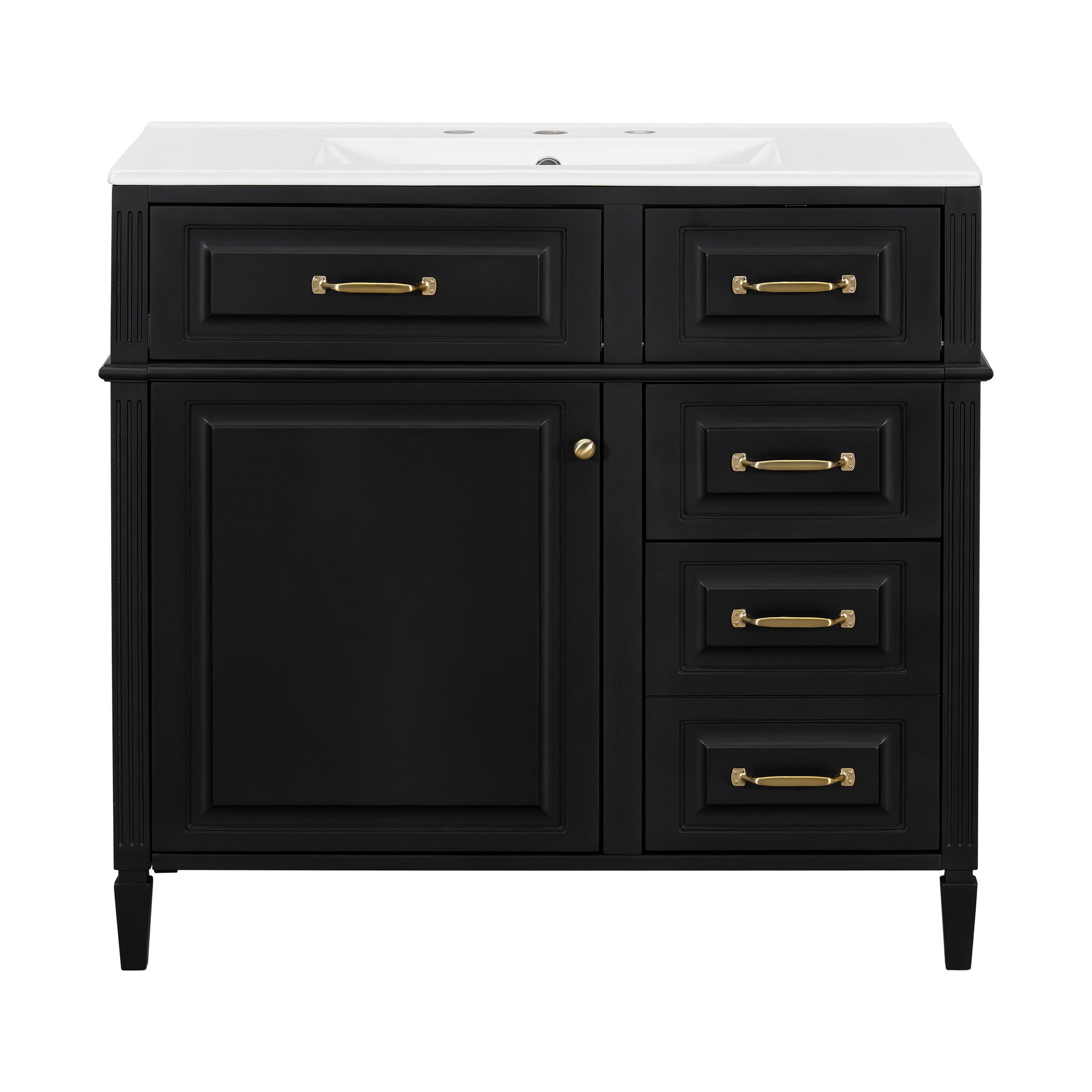 Modern Bathroom Vanity With Sink Top, Flip Drawer Design