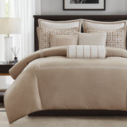 Jarvis - Queen Embroidery Oversized Duvet Style Comforter Set - Taupe