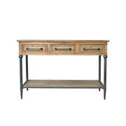 Accent Storage Console Table With Open Shelf And 3 Drawers For Living Room - Natural Wood / Brown