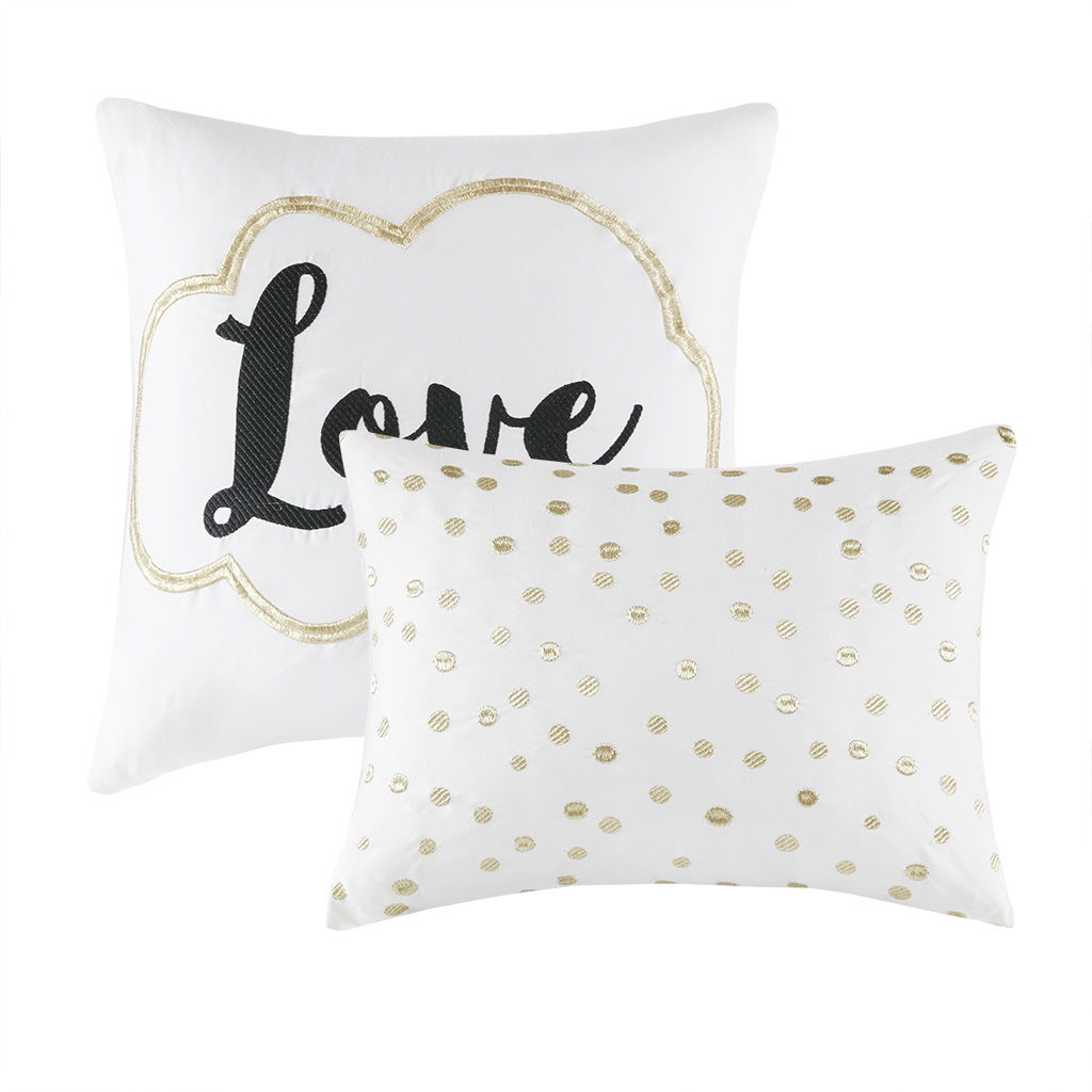 Raina - Metallic Printed Comforter Set - Ivory / Gold