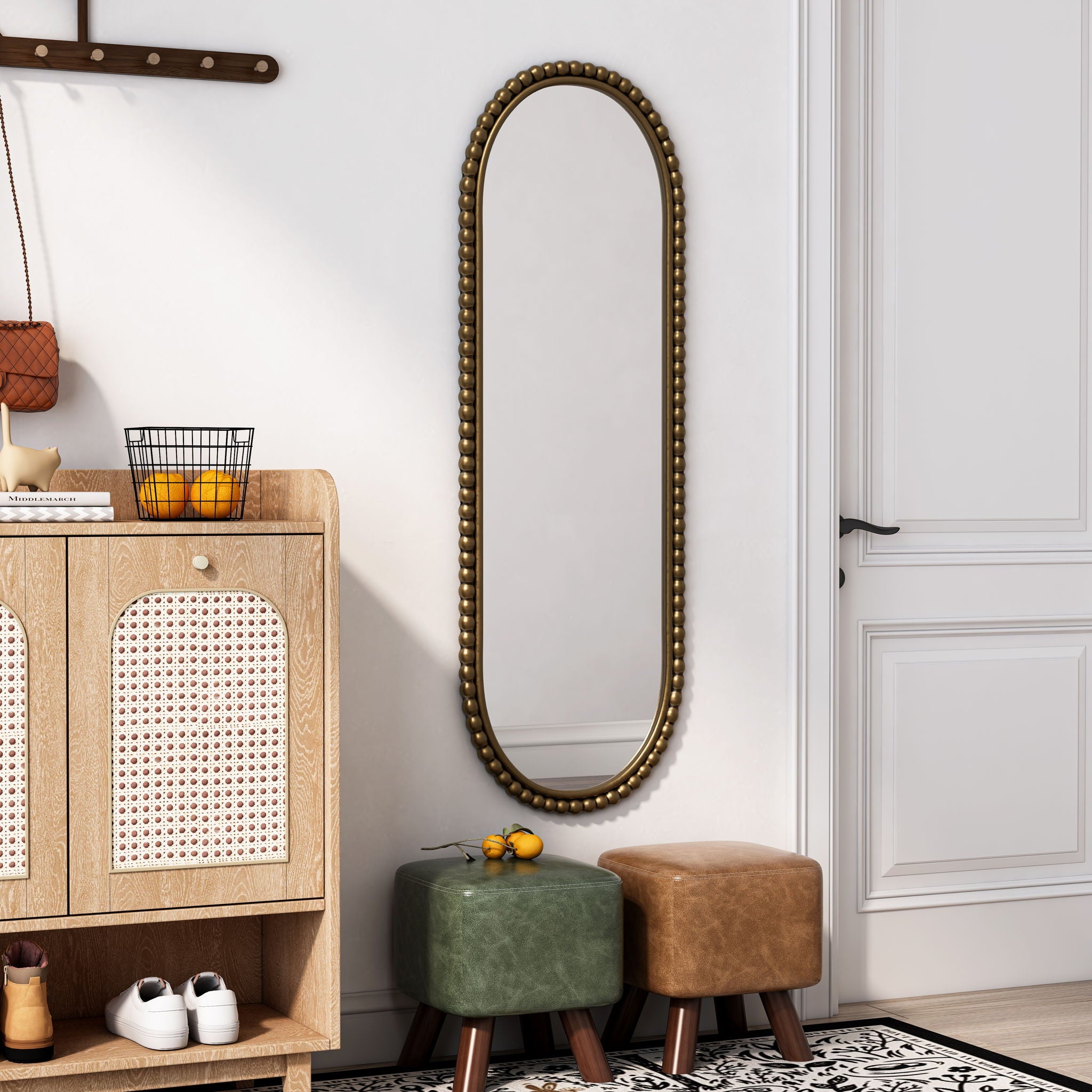 Oval Retro Mirror, Wall Hanging Mirror For Living Room