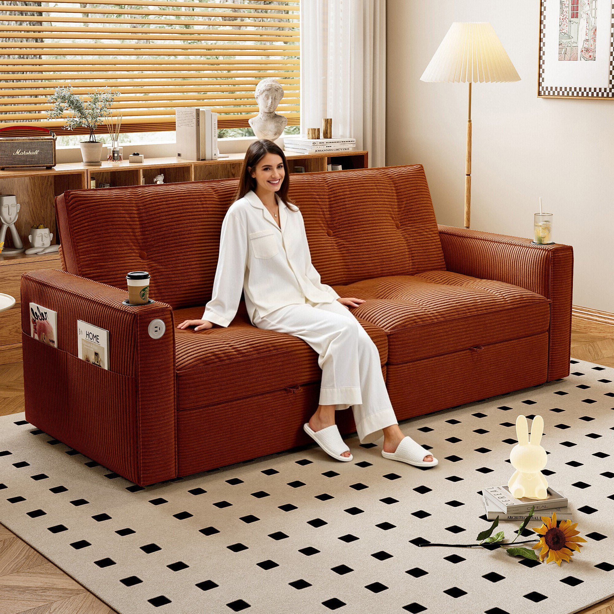 2 In 1 Convertible Sofa Bed For Living Rooms