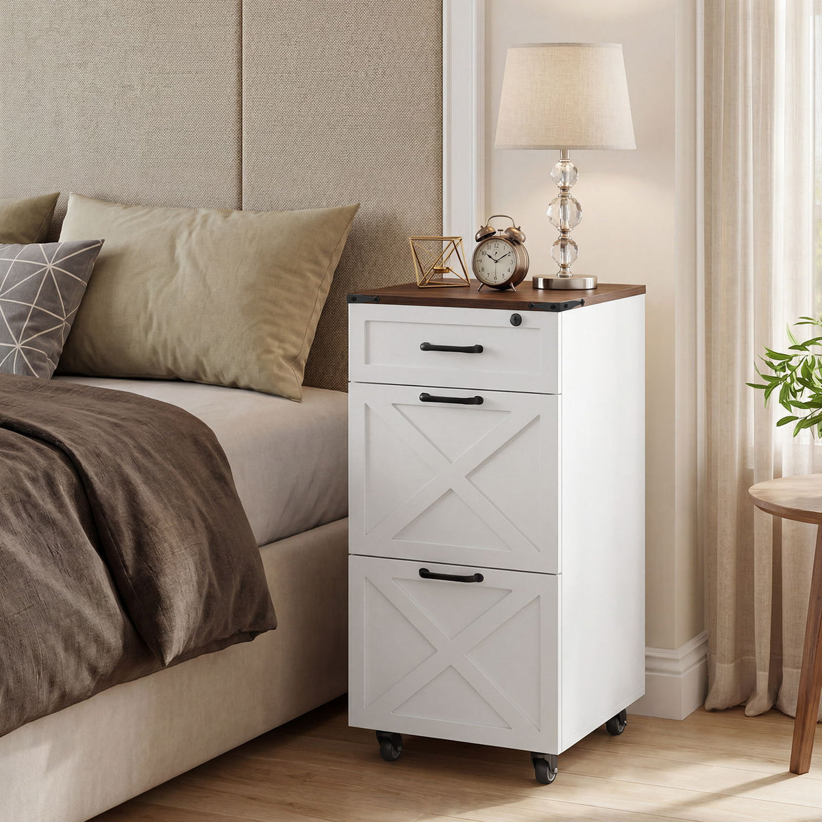 3 Drawer File Cabinet With Wheels, Vertical Rolling Storage For Letter / A4, Printer Stand & Mobile Organizer For Home Office - White