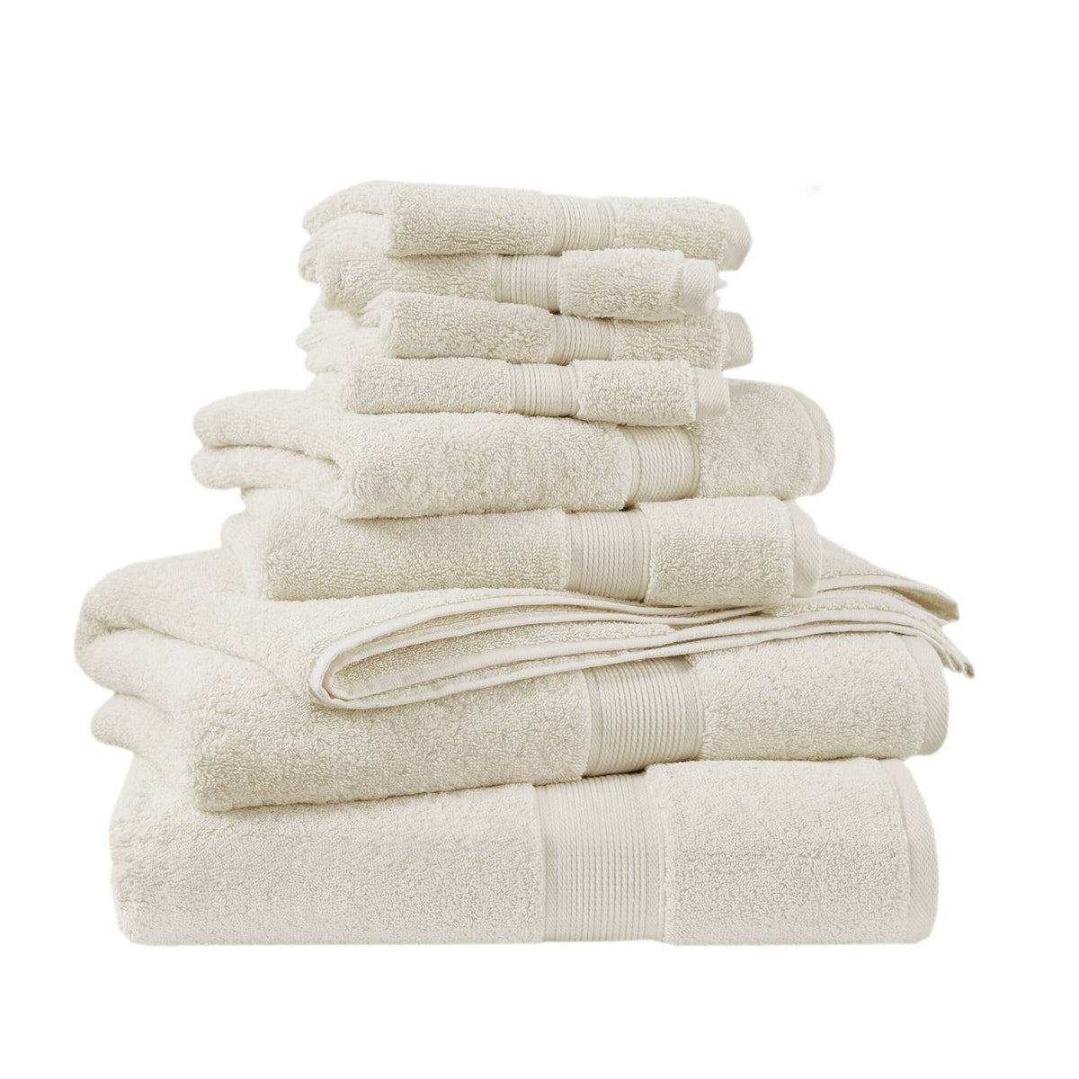 800GSM - 8 Piece Antimicrobial Towel Set - Cream