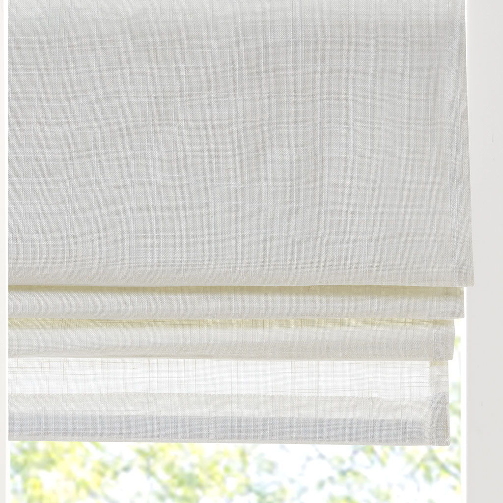 Kyler - Linen Blend Light Filtering Cordless Roman Shade (35"x 64") - White