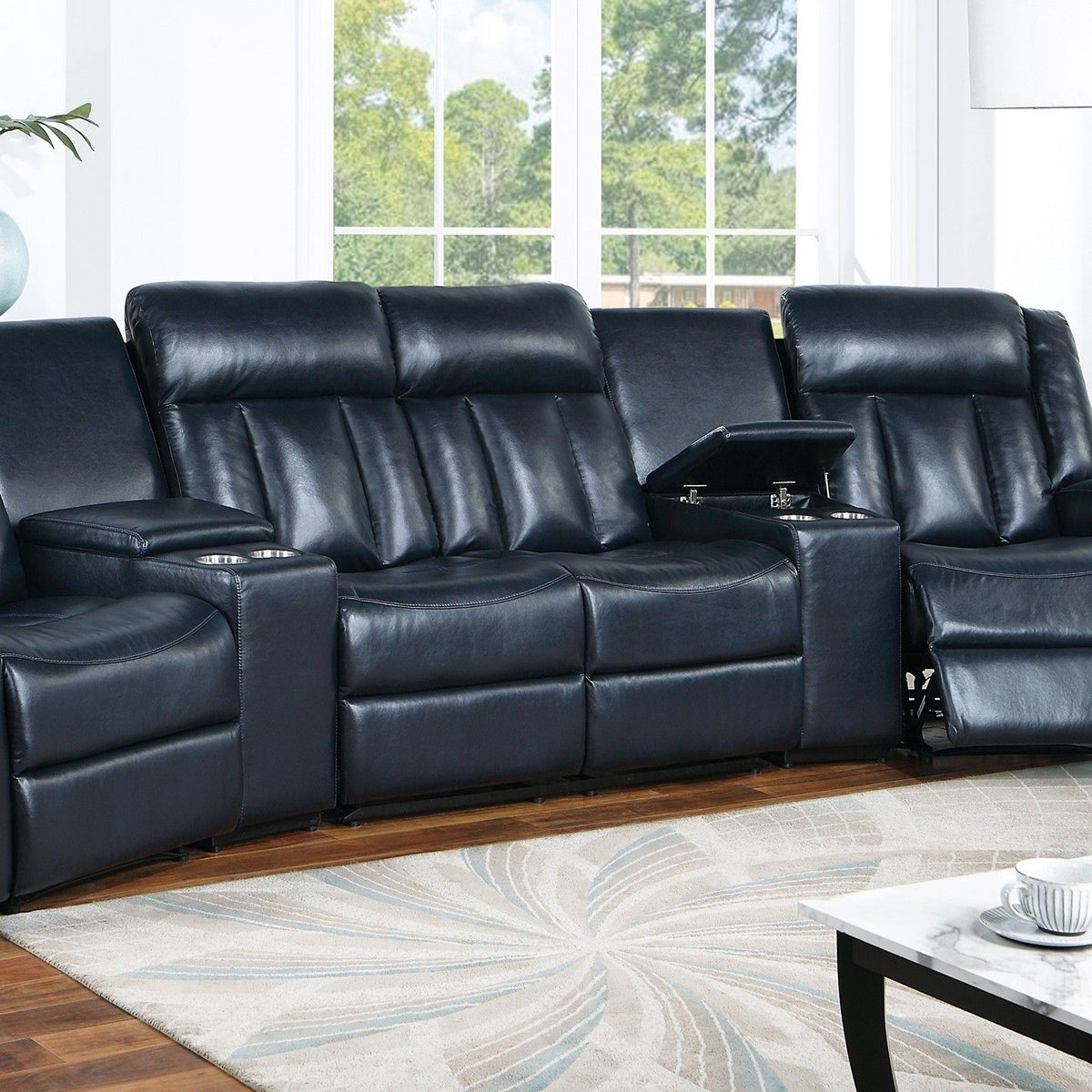 Reclining Sectional Sofa Set With Console Cup Holders USB Ports And Track Arms