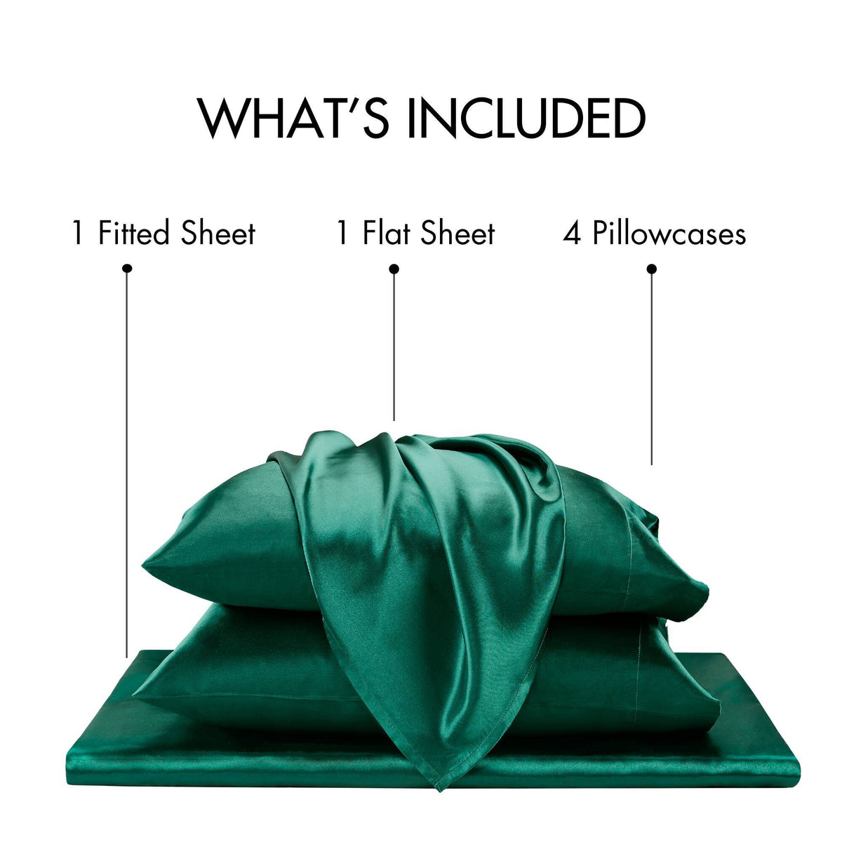 Satin - 6 Piece California King Luxury Sheet Set - Emerald
