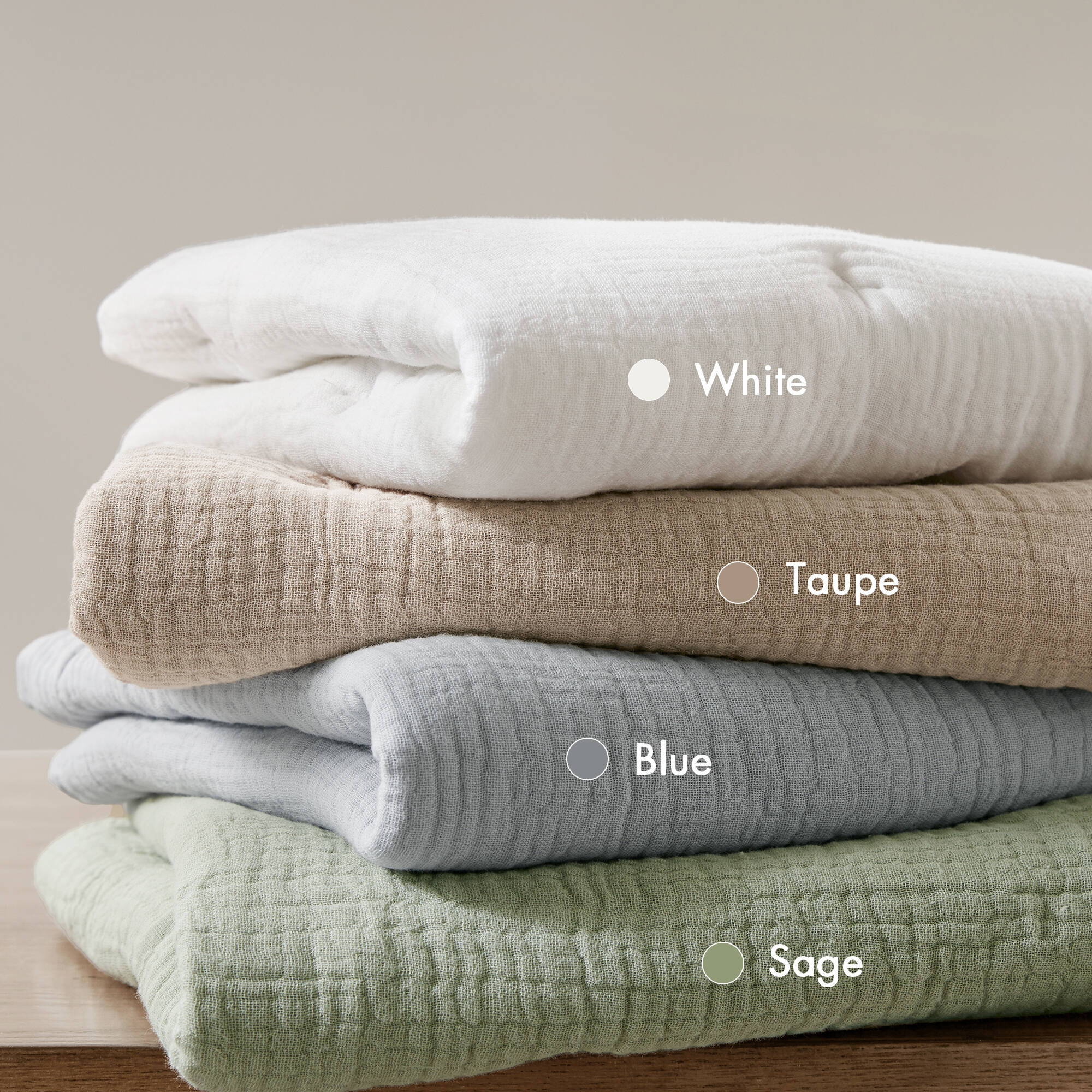 Breeze - King Cotton Gauze Embroidered Quilt Set - White
