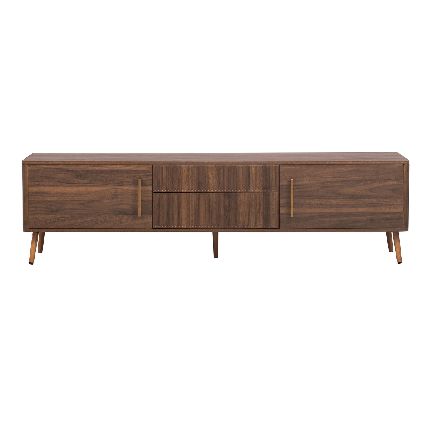 TV Stand With 2 Drawers, Media Console Table For TVs Up To 80'' For Living Room - Walnut