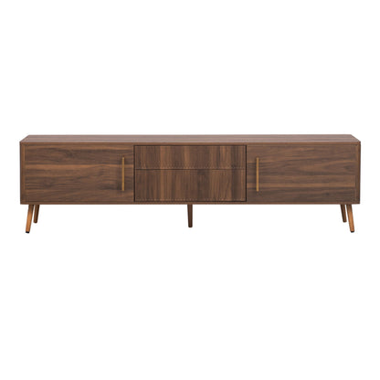 TV Stand With 2 Drawers, Media Console Table For TVs Up To 80'' For Living Room - Walnut