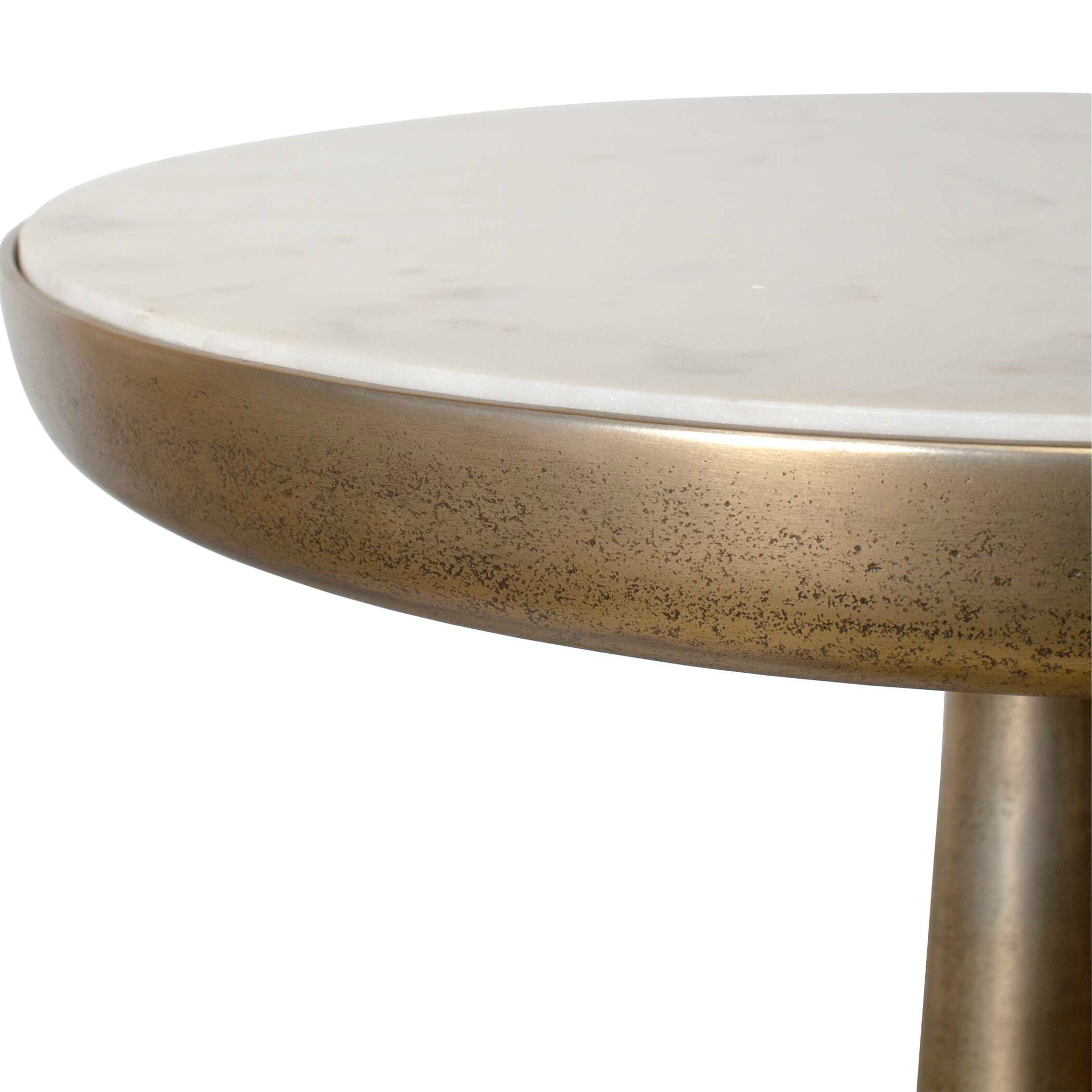 Gianno - Round Marble Side Table - Brass / White
