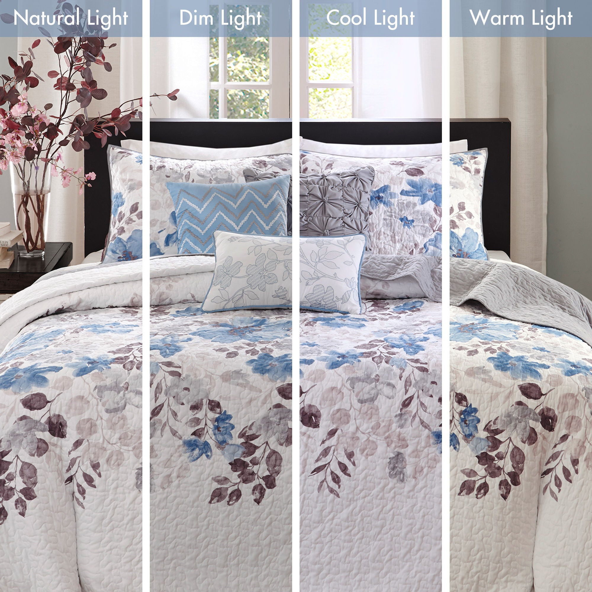 Luna - 6 Piece Reversible Coverlet Set - Blue