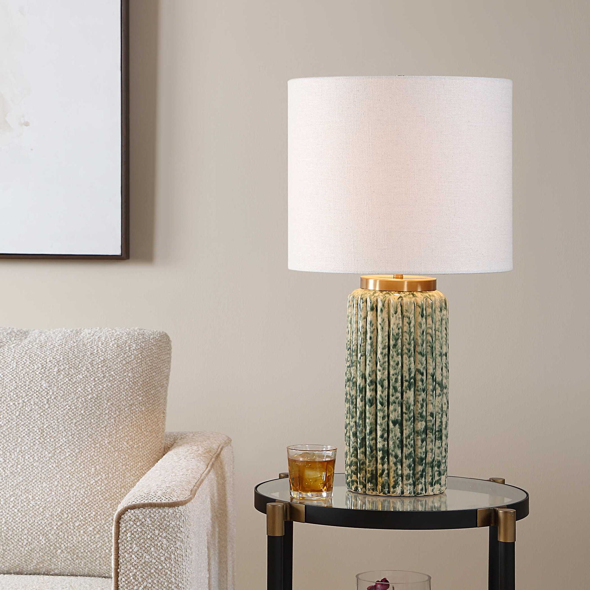 Hensley - Table Lamp - Ivory & Green