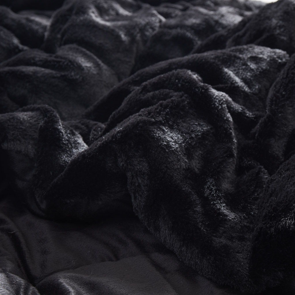 Gia - 3 Piece Full/Queen Solid Comforter Mini Set - Black