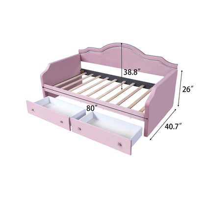 Upholstered Daybed With LED Lights And 2 Drawersme