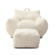 Giant Bean Bag Chair With Armrests And Footstool