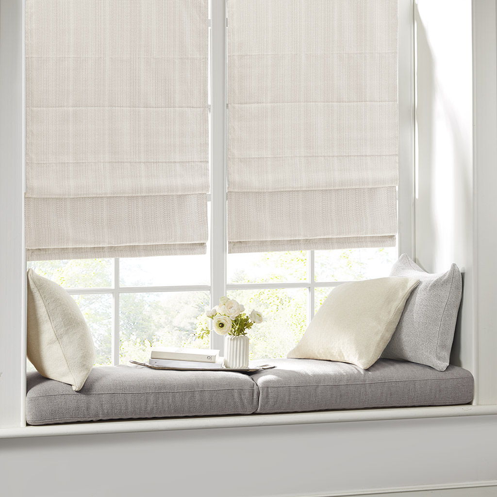 Galen - 33" Basketweave Room Darkening Cordless Roman Shade - Ivory
