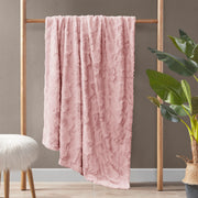 Zuri - 90" x 90" Blanket - Blush / Gray