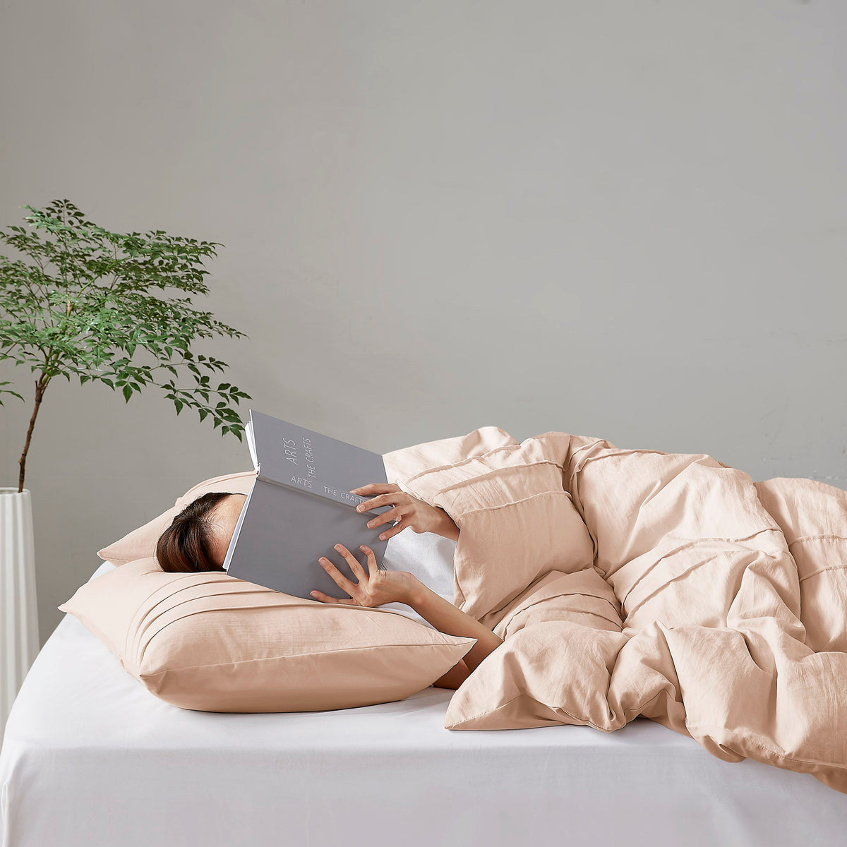 Porter - King Soft Washed Pleated Duvet Cover Set - Blush