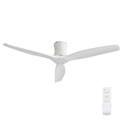 52" Ceiling Fan, No Light Flush Mount Low Profile 3 Blades With Remote Control