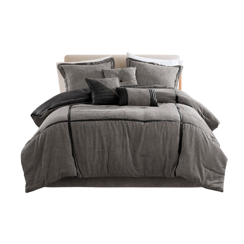 Dallas - 7 Piece King Comforter Set - Gray