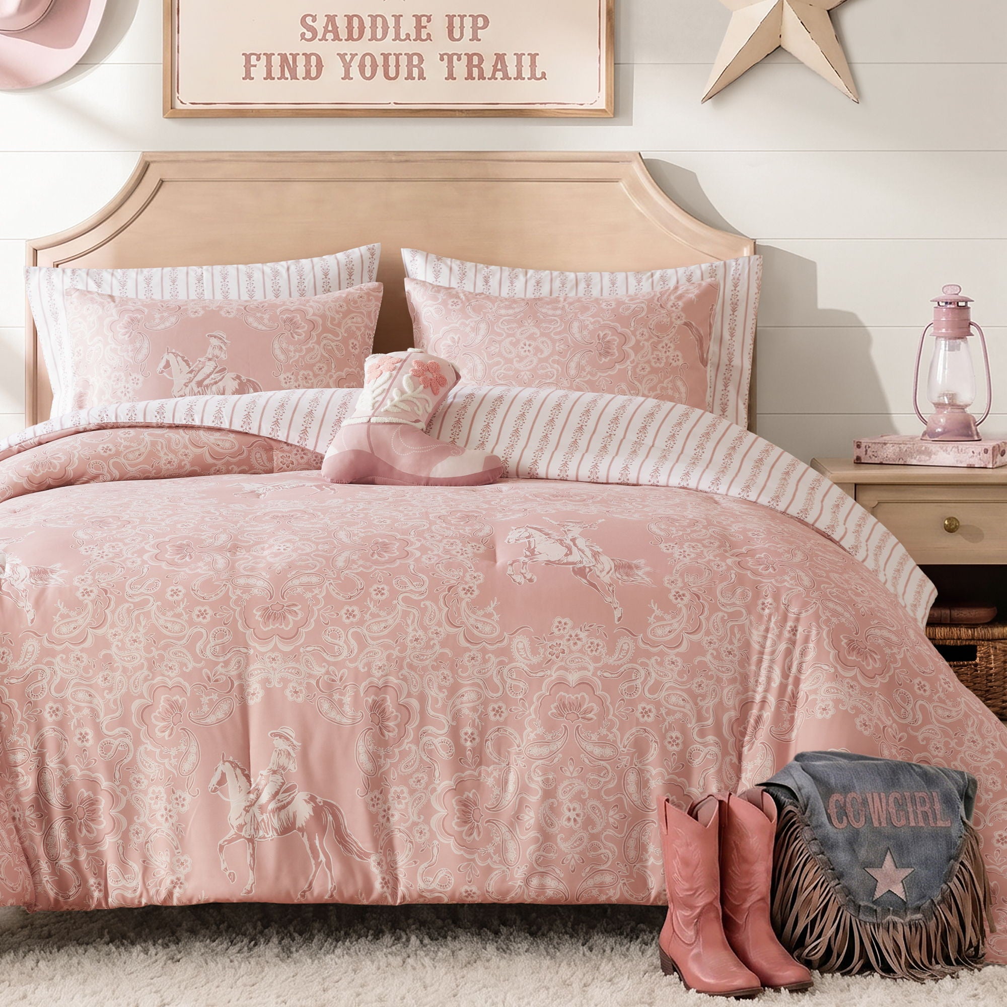 Jesse - Queen Comforter Set - Pink
