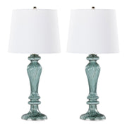 Windsor - Contemporary Table Lamp (Set of 2) - Clear Turquoise / Off White
