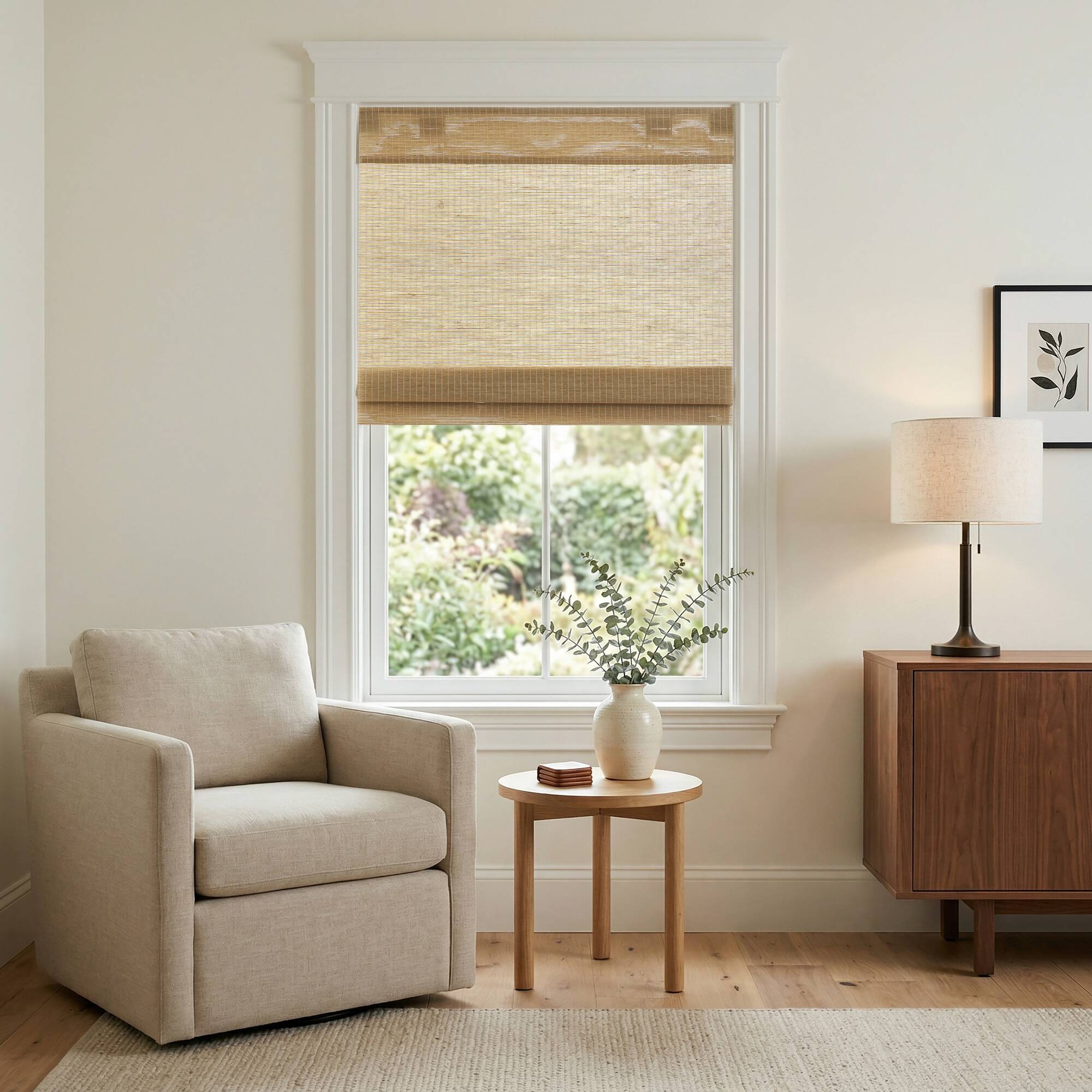 Nordic - 34''x64" Woven Light Filtering Cordless Roman Shade - Neutral