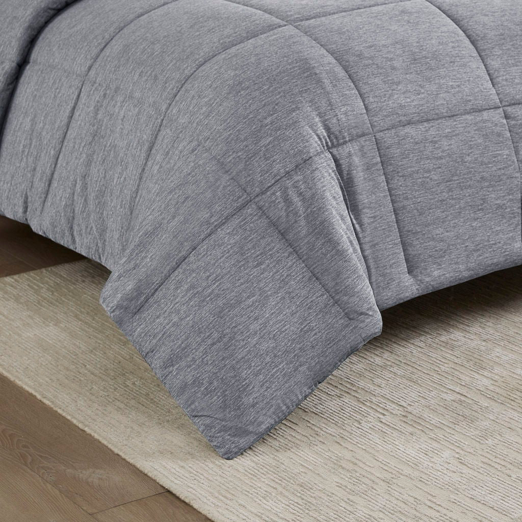 Comfort Cool Jersey Knit - Oversized Down Alternative King Comforter - Gray