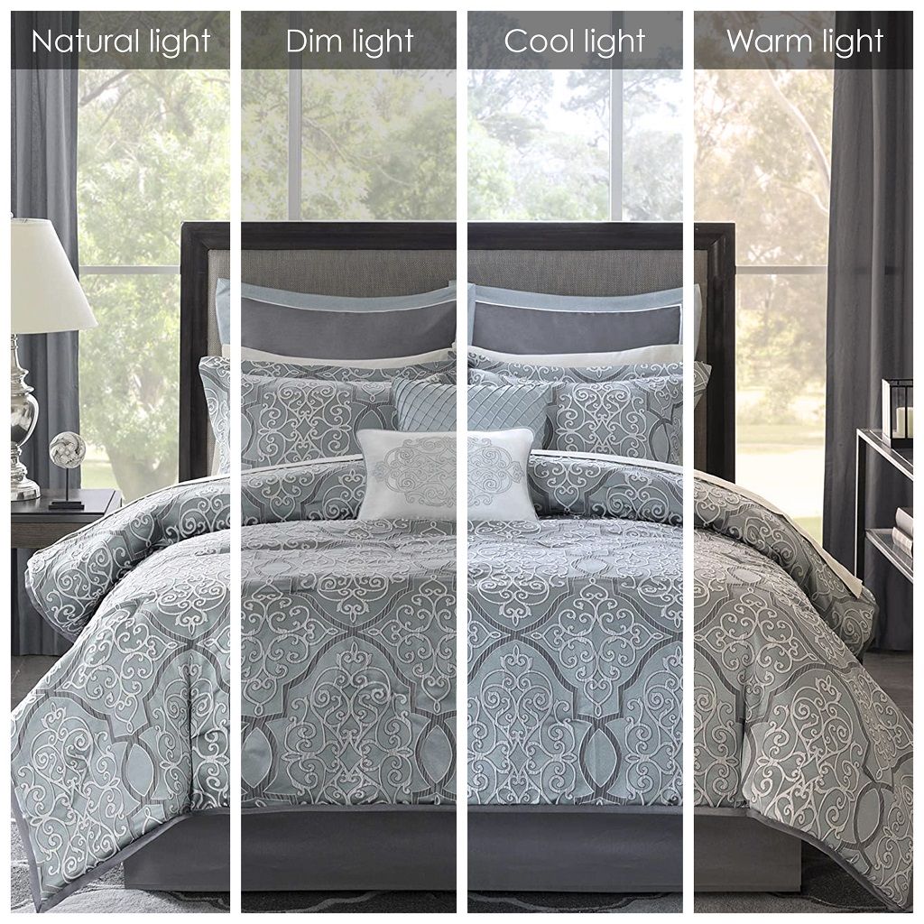 Lavine - Queen 12 Piece Complete Bed Set - Blue