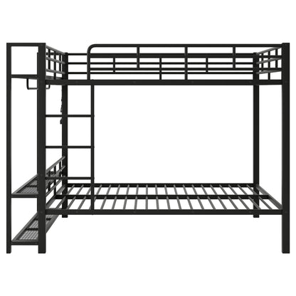 Bunk Bed With Storage Shelves, Clothes Hooks, LED Light