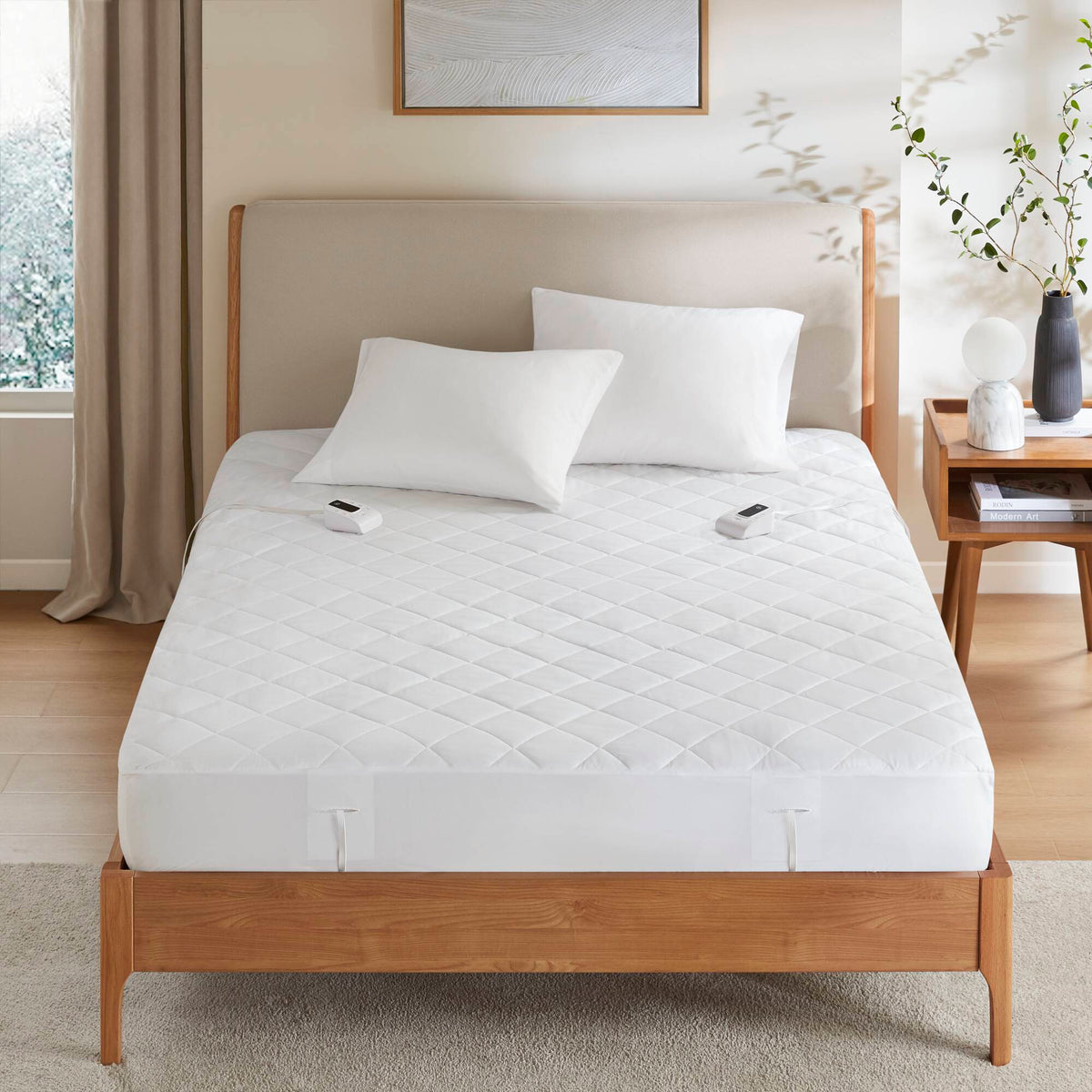 Microfiber Zoned - King Heated Mattress Pad - White
