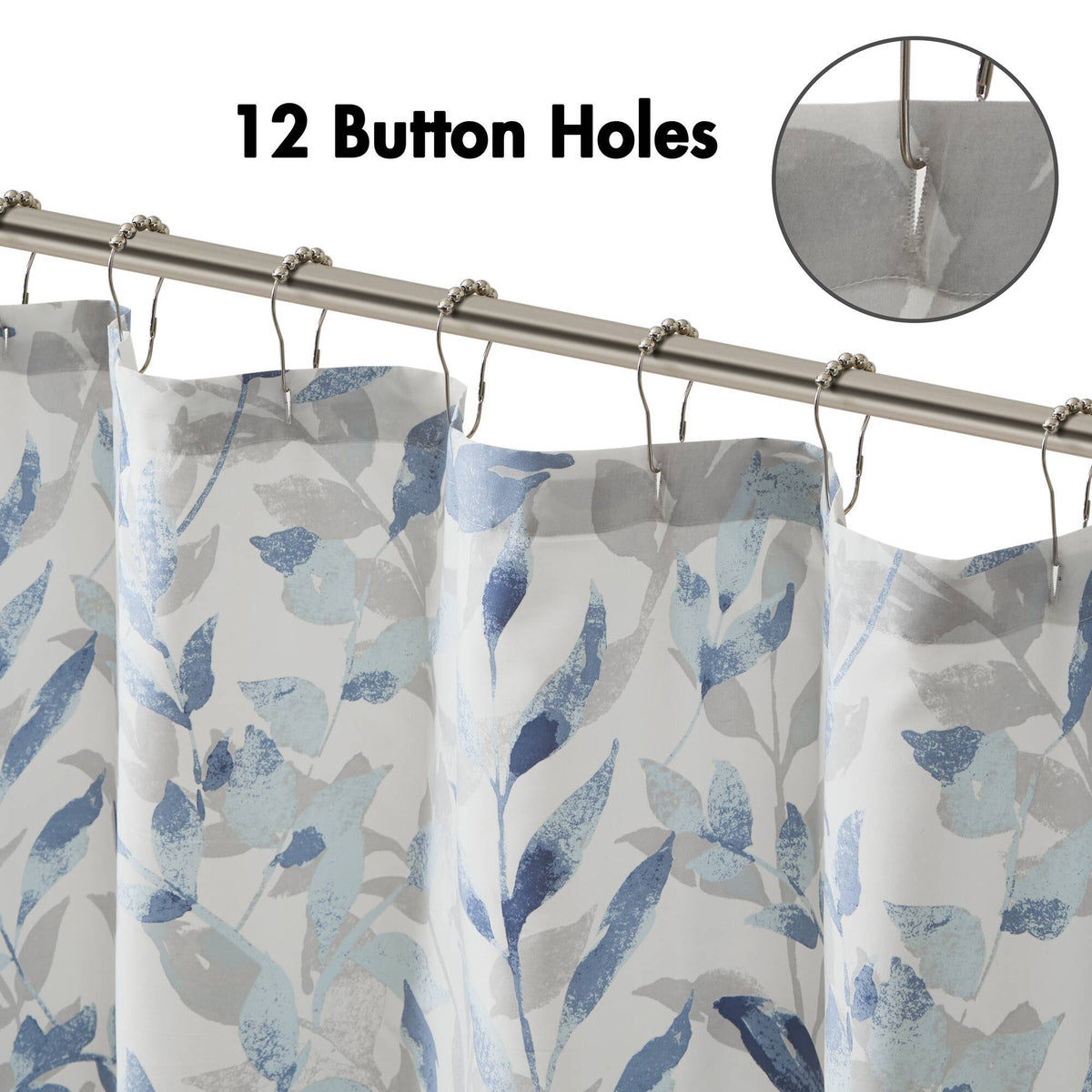 Sofia - Botanical Printed Shower Curtain - Blue