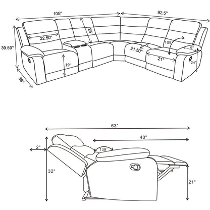 Aaron - 3 Piece Upholstered Sectional - Smoke