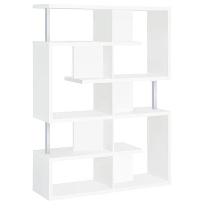 5 Tier Geometric Bookcase - White