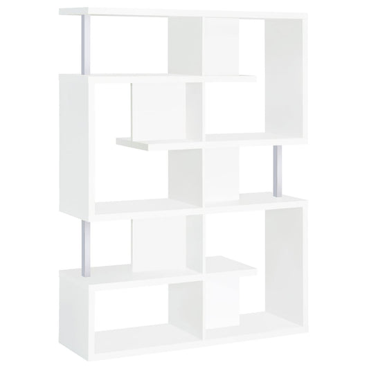 5 Tier Geometric Bookcase - White