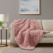 Chenille Chunky Knit - Throw - Blush