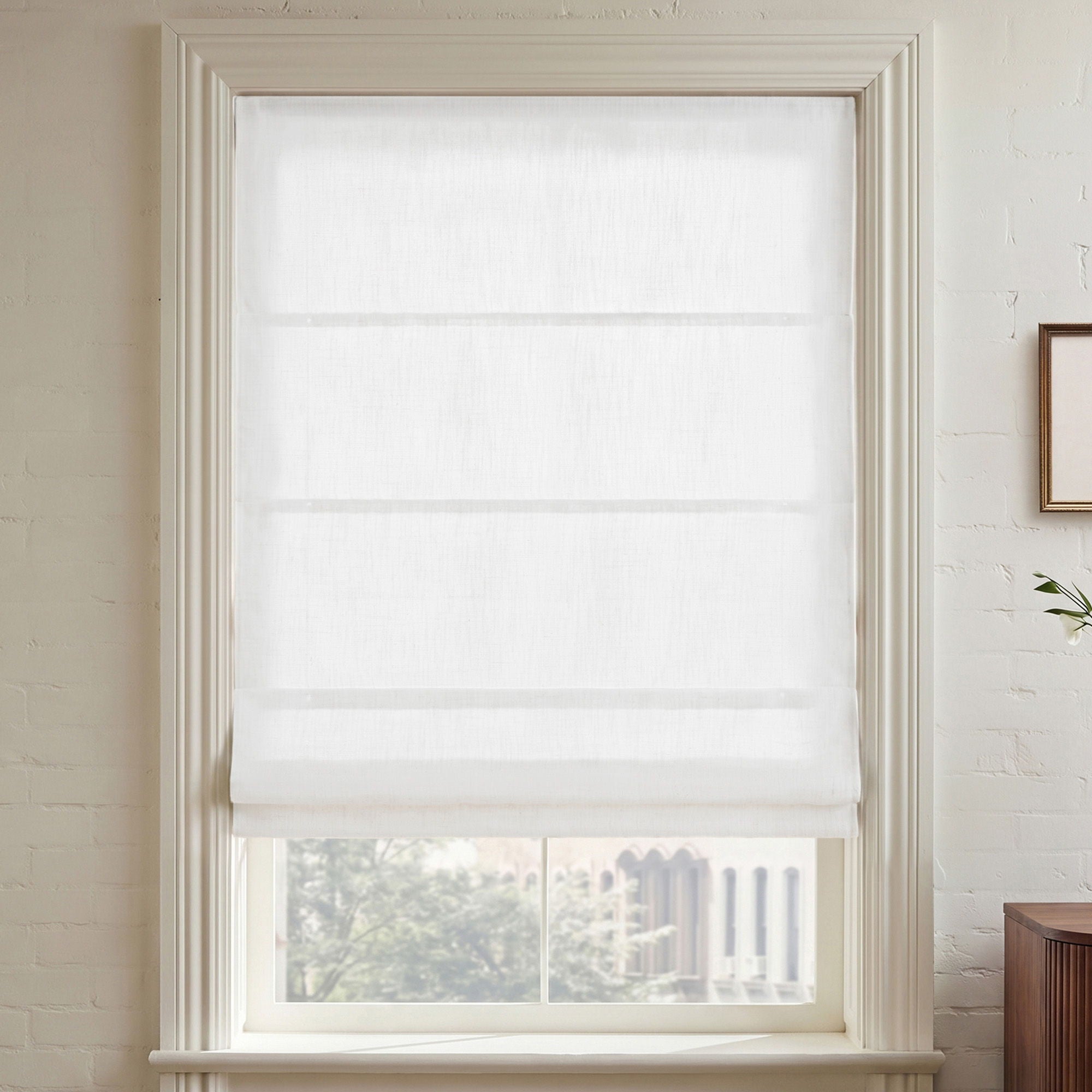 Emery - 64" x 27" Cordless Roman Shade - White