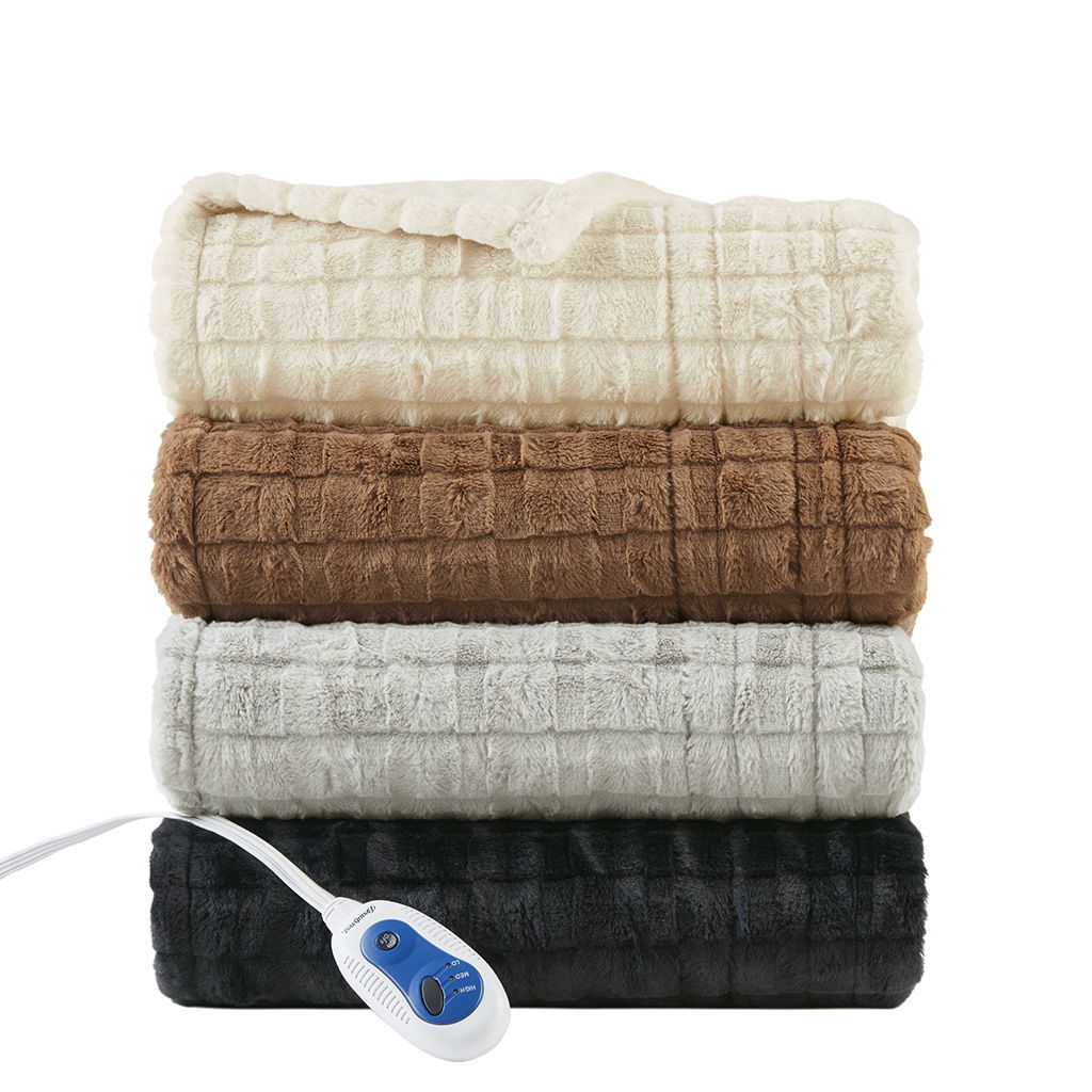 Zuri - Oversized Heated Throw - Ivory Texture
