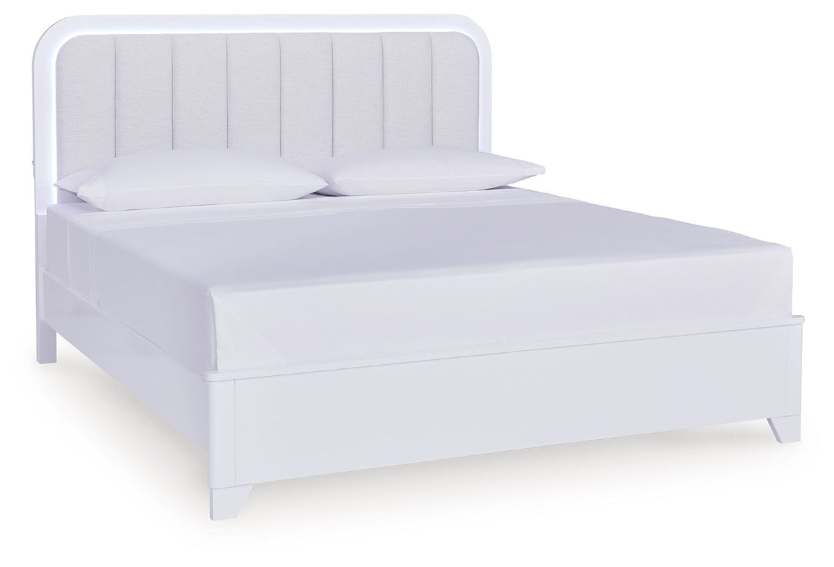 Jarlee - 4 Pc. - King Panel Bed, Dresser, Mirror And Nightstand - White